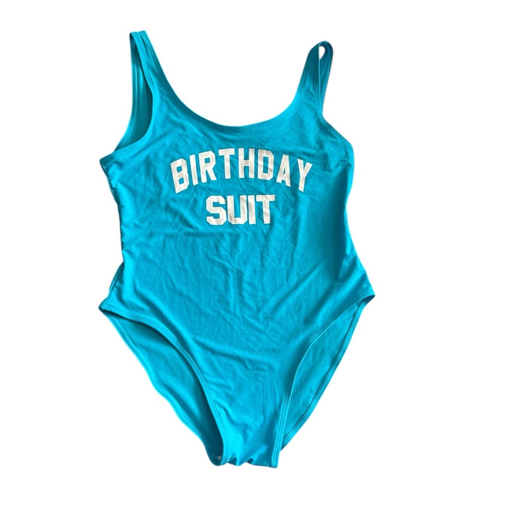 Like New Swim Suit Women’s Open Piece “ Birthday Suit” Teal Blue Size XL